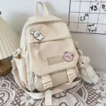 Adorable Bear And Rabbit Design White Backpack