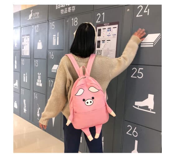 Adorable Cartoon Pig Design Pink Backpack