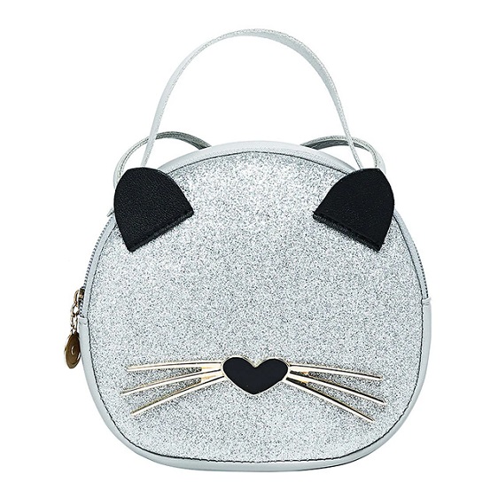 Adorable Cat Nose & Whiskers Silver Ladies Handbag