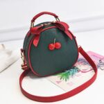 Adorable Cherry Bow Zip Lace Green Shoulder Bag