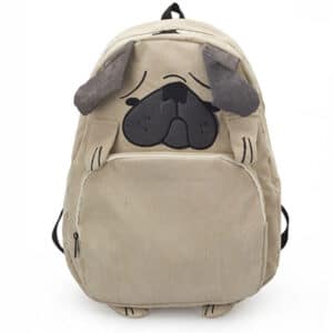 Adorable Pug Dog Khaki Woman Backpack