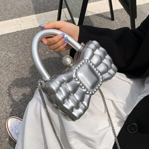 Adorable Silver Bow-Shaped Chain Strap Shoulder Bag