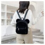 Charming Bear Ears Black Teen Girl Backpack