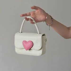Charming Heart Minimalist White Teen Shoulder Bag