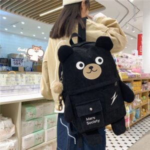 Cute Animal Bear Design Black Girl Backpack