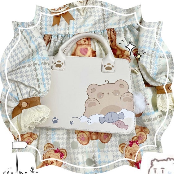 Cute Bear Cloud Candy And Paw Design Ladies Handbag