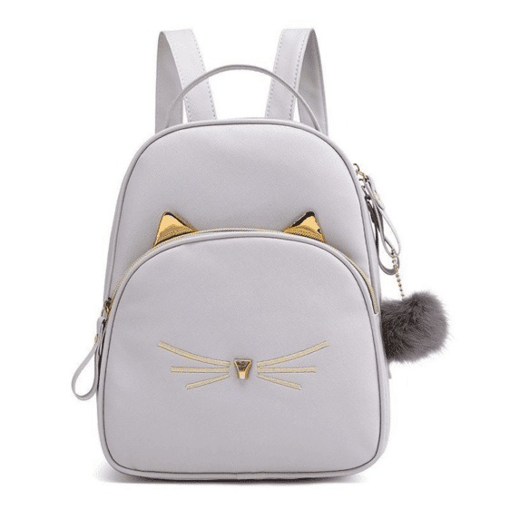 Cute Cat Ears & Whiskers Gray Lady Backpack