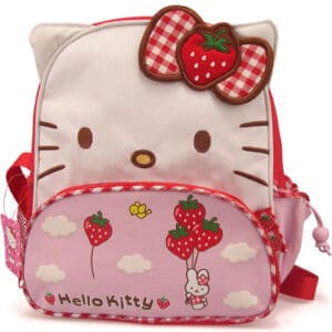 Cute Hello Kitty Strawberry Bow Red Backpack