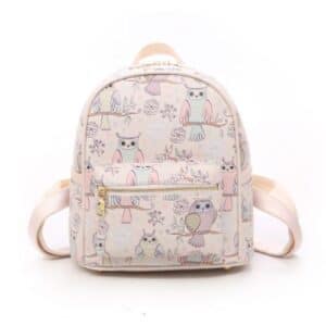 Cute Owl Cartoon Pattern Light Pink Backpack