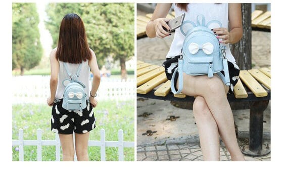 Cute Ribbon Design Sky Blue Teen Backpack