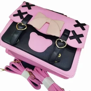 Cute Simple Bowknot Design Pink Black Shoulder Bag