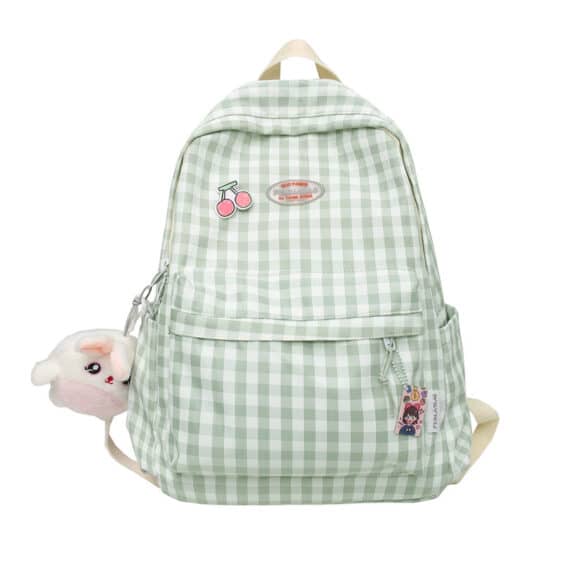 Cute Small Cherry Design Green Lady Backpack