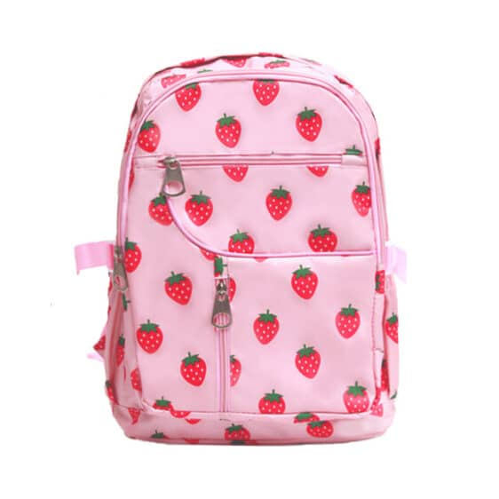 Cute Strawberry Pattern Pink Girly Backpack
