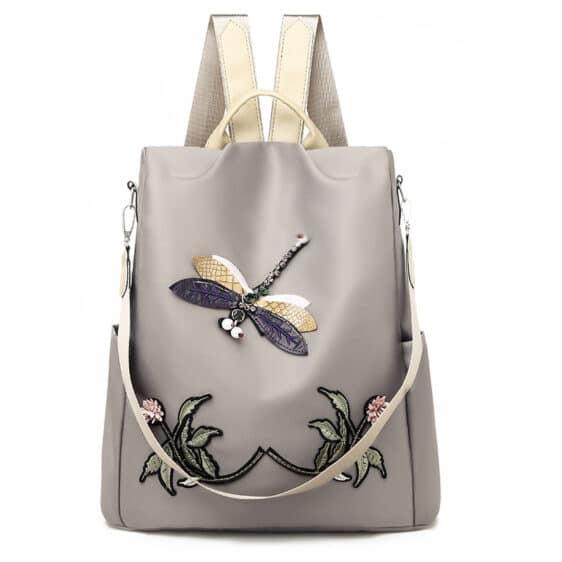Cute Trendy Dragonfly Flower Gray Backpack