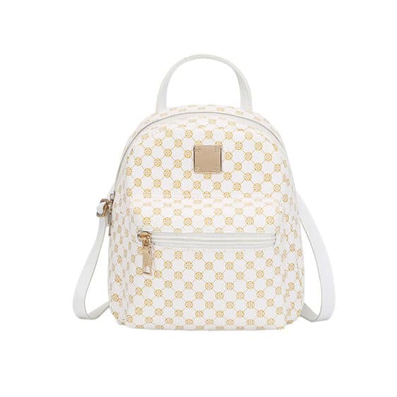 Cute Trendy Geometric Pattern White Backpack