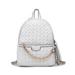 Cute Trendy Gold Chain White Lady Backpack