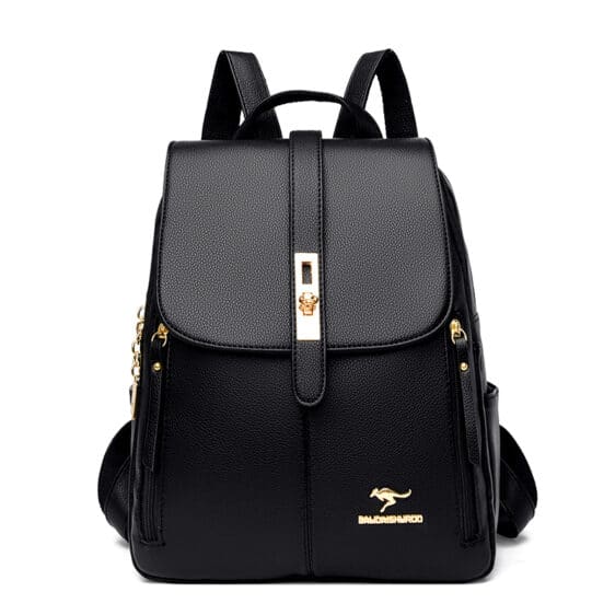 Elegant Golden Kangaroo Black Lady Backpack
