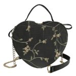Floral Embroidered Pattern Heart Shape Handbag