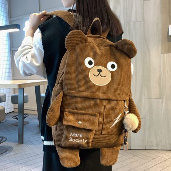 Kawaii Bear Animal Brown Woman Backpack