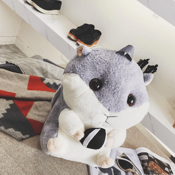 Kawaii Gray Squirrel Fluffy Backpack