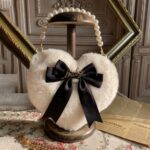 Kawaii Heart Lace Bow Pearl Chain Faux Fur Handbag