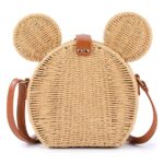 Kawaii Mickey Mouse Head Rattan Shoulder Bag