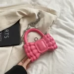 Kawaii Pink Bow-Like Pearl Chain Strap Shoulder Bag