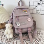 Kawaii Rainbow Bear Purple Backpack