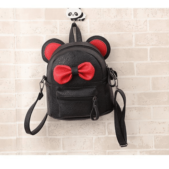 Kawaii Ribbon Panda Ears Black Girl Backpack
