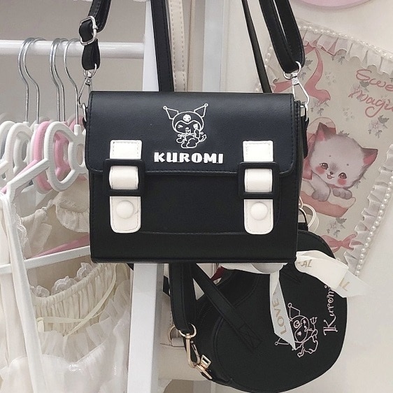 Kawaii Sanrio Kuromi Fashionable Black Shoulder Bag
