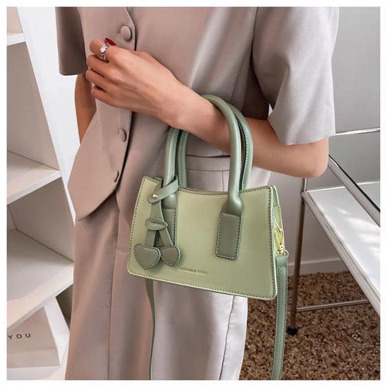 Kawaii Solid Green With Cherry-Like Trinket Handbag