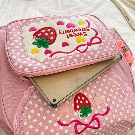 Kawaii Sweet Strawberry Pink School Backpack