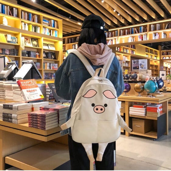 Kawaii White Pig Design Teen Girl Backpack