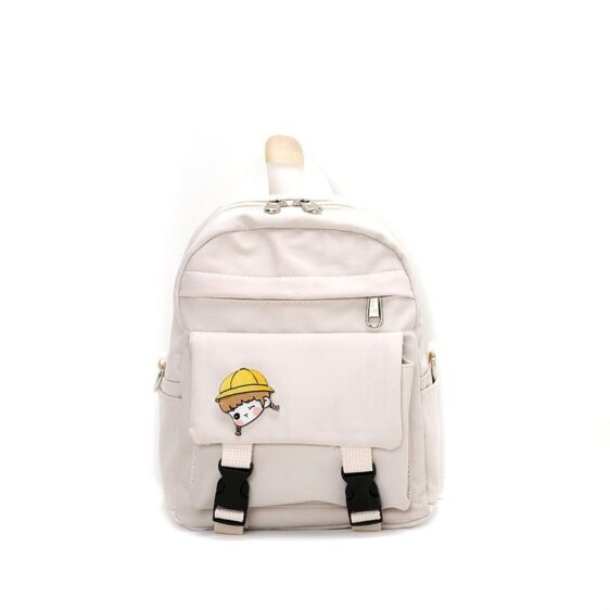 Kawaii Winking Girl Design Beige Backpack