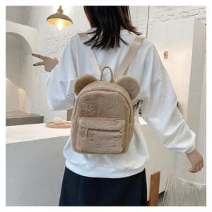 Lovely Bear Ears Design Khaki Backpack