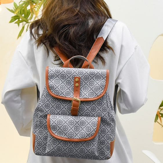 Lovely Geometric Pattern Gray Woman Backpack