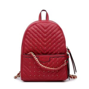 Lovely Gold Chain Red Women Backpack