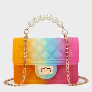 Lovely Gradient Unicorn Hue Pearl Beads Shoulder Bag