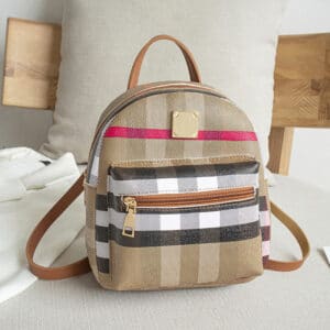 Lovely Plaid Brown Girl Fashion Backpack