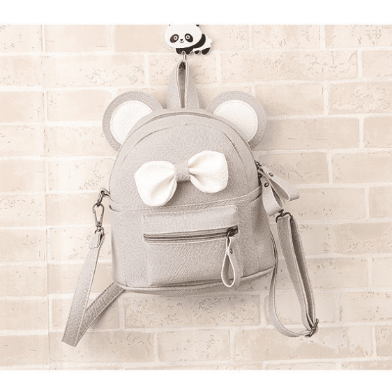 Lovely Ribbon Panda Ears Solid Gray Backpack
