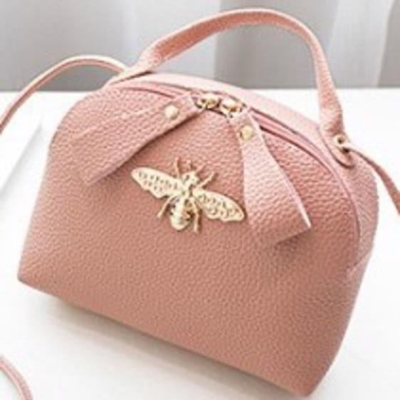 Queen Bee Metal Sequin Pink Women's Handbag