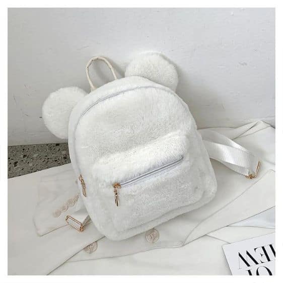 Trendy Cute Bear Ears White Girl Backpack