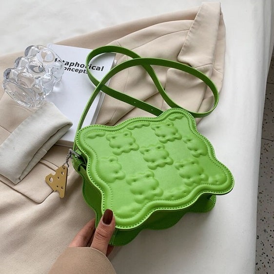 Adorable Biscuit Shape Square Green Trendy Handbag