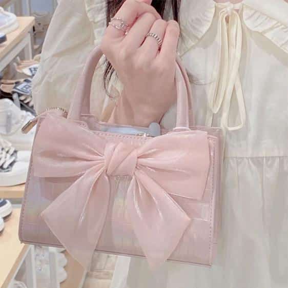 Adorable Bow Knot Design Pink Ladies Shoulder Bag