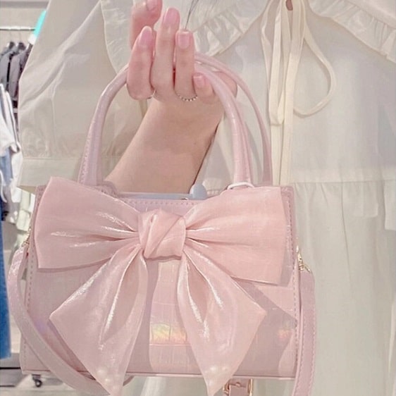 Adorable Bow Knot Design Pink Ladies Shoulder Bag