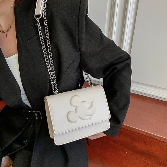 Adorable Mickey Mouse Embossed White Shoulder Bag
