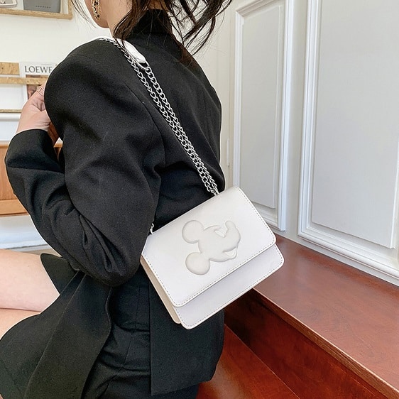 Adorable Mickey Mouse Embossed White Shoulder Bag