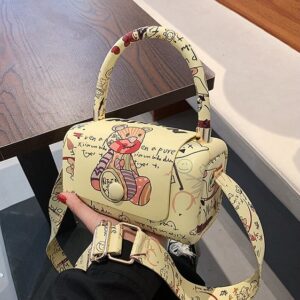 Adorable Teddy Bear Graffiti Pattern Ladies Handbag