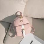 Charming Gold Bow-Knot Pink Woman Backpack