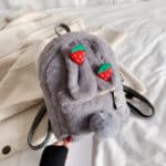 Charming Rabbit Ear Strawberry Gray Teen Backpack